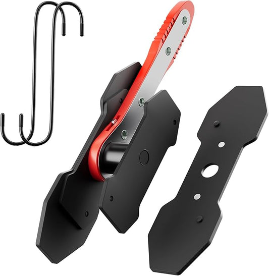 Brake Caliper Compression Tool, Caliper Piston Compressor Tool With Additional 2 pcs Large Steel Plate and 2 Hooks, 360°Adjustable Brake Caliper Tool for Single Twin Quad Piston Calipers (Red)