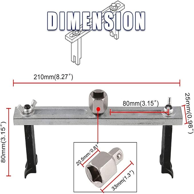 RULLINE Fuel Pump Lock Ring Tool, Fuel Pump Removal Tool,Fuel Pump Lid Tank Cover Wrench,Fuel Tank Lid Cover Remove Spanner, Universal Wrench 3/8" to 1/2" Adjustable