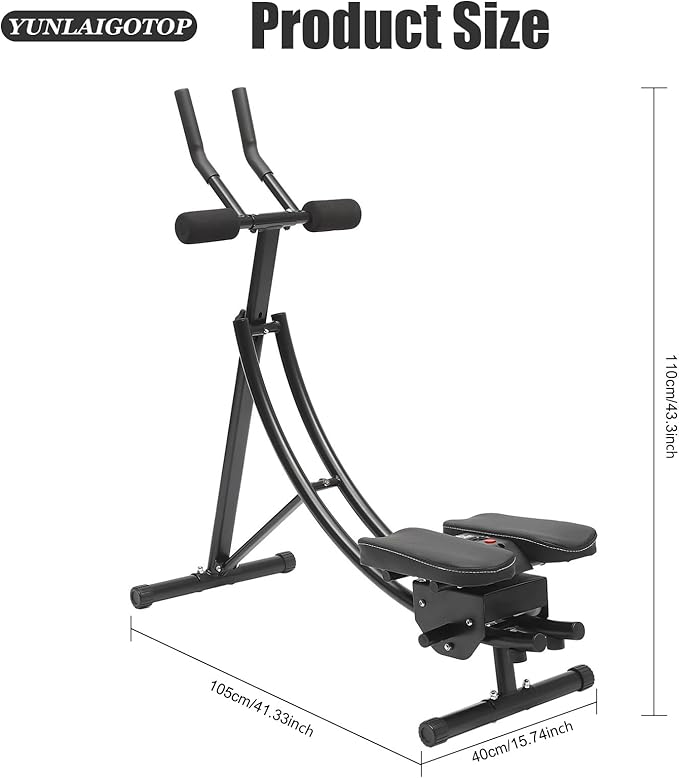 Abdominal Crunch Coaster, Height Adjustable Ab Trainer Abdominal Whole with LCD Monitor & Six Silent Rollers, Body Workout Machine for Home, Companies, Gyms