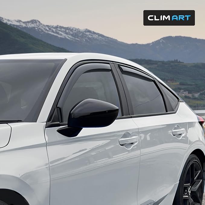 CLIM ART in-Channel Incredibly Durable Rain Guards for Honda Civic 2022-2026 Hatchback, Original Window Deflectors, Vent Window Visors, Vent Deflector, 4 pcs. - 622137