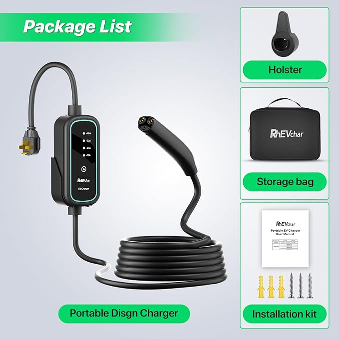 40A Tesla Level 2 NACS Connector EV Charger 9.6KW Fast Electric Vehicle Charging Stations for Home with 240V NEMA 14-50 Plug, 25FT Cable, Travel Bag, Wireless Port Opener