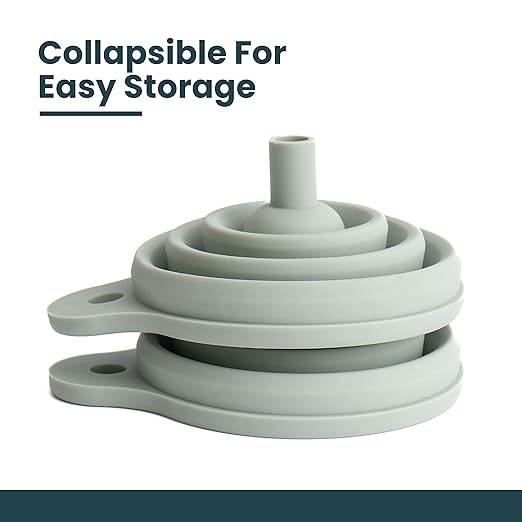 Silicone Collapsible & Coolant Funnel for Car & Oil Change with Sage Gray Matte Finish by Serro