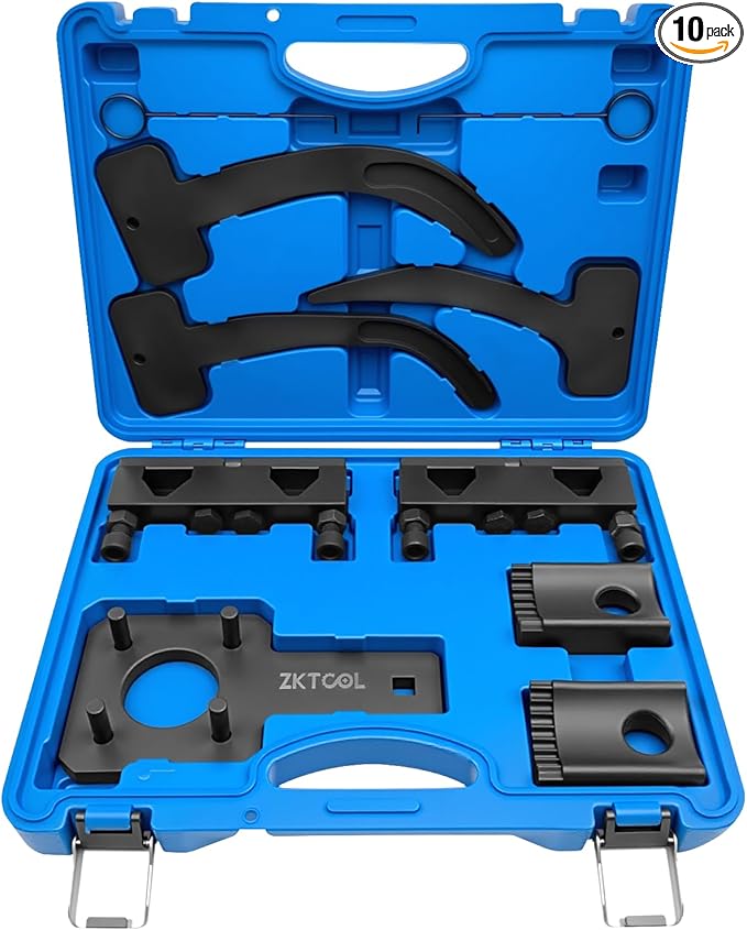 ZKTOOL 10PC Camshaft Pentastar Timing Chain Tool and Holding Tool, Crankshaft Pulley Wrench,Kit for VW Chrysler Jeep Dodge Grand Cherokee Wrangler V6 3.6L, OEM 10200A,10202,10369A,2025200090, 10198A