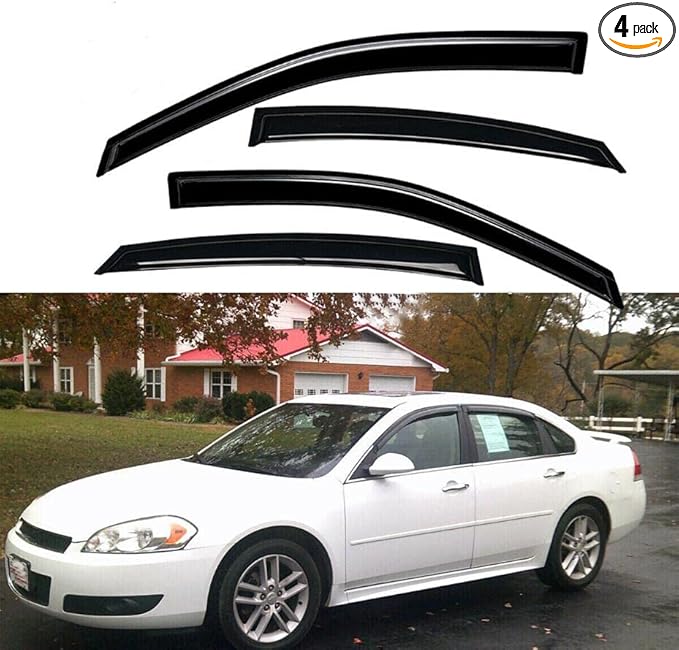 Original 4pcs Window Shade, Outside Mount Tape-On Rain Guards Set, Window Visors Compatible with 2006-2013 Chevy Impala All Models 2014-2016 Chevrolet Impala Limited Model Only 94843
