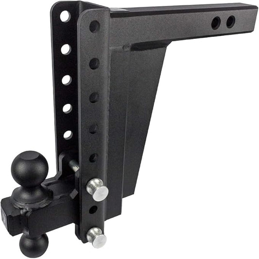 BulletProof Hitches - 2.0" Adjustable Extreme Duty Trailer Hitch (30,000 lb. Rating) - 10" Drop/Rise with 2" and 2 5/16" Dual Ball - Powder Coat, Solid Steel, Corrosion-Resistant