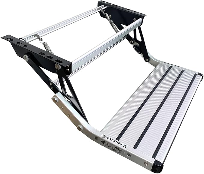 GEARFLAG Manual RV Step – Folding Aluminum Entry Step with Anti-Slip Surface, 440 lbs Capacity – for Camper, Trailer, Motorhome