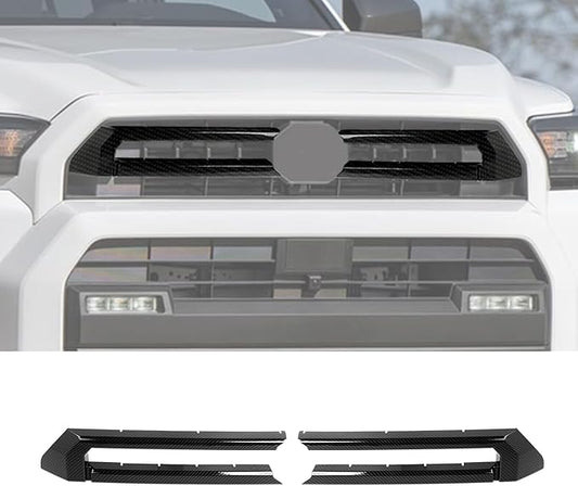 RT-TCZ Front Grille Inserts Trim Cover Grill Frame Decoration Exterior Accessories for Toyota 4Runner 2024 2025 (Black Carbon Fiber)