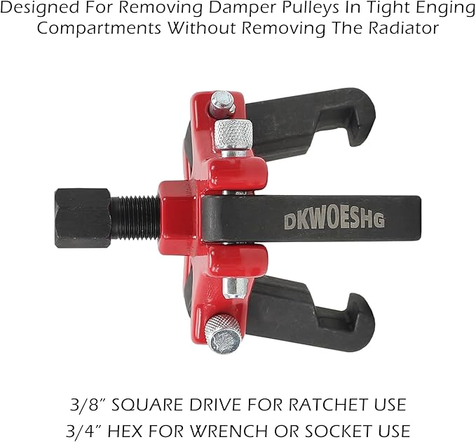 Harmonic Balancer Puller & Crankshaft Pulley Removal Tool Kit - 3 Jaw Puller Set Compatible with GM, Chevrolet, Cadillac, Chrysler, Ford, Dodge, Jeep, LS Engine, and More