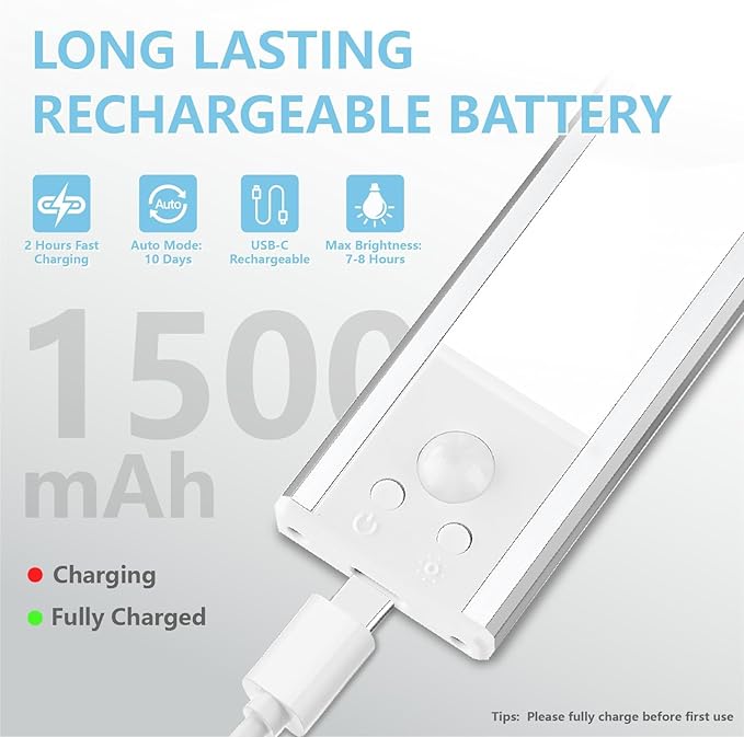 2 Pack Motion Activated RV Step Lights, USB Rechargeable 48 LED Rv Light Camping Camper Lights Adjustable 3 Colours for Motorhome Travel,Travel Trailers, Camper (White