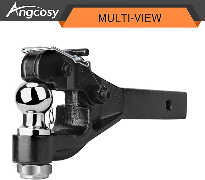 10-Ton Pintle Hook Trailer Hitches Receiver Hook Combination 2” Hitch Ball, 7000 lbs, 15-1/2” Length