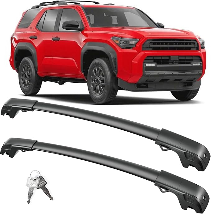 FengYu 300lb Lockable Roof Rack Cross Bars Compatible with Toyota 4Runner 2025 2026 with Raised Side Rails, Heavy Duty Aluminum Roof Rails Crossbars Cargo Bars Canoe Rooftop Black Carrier Luggage