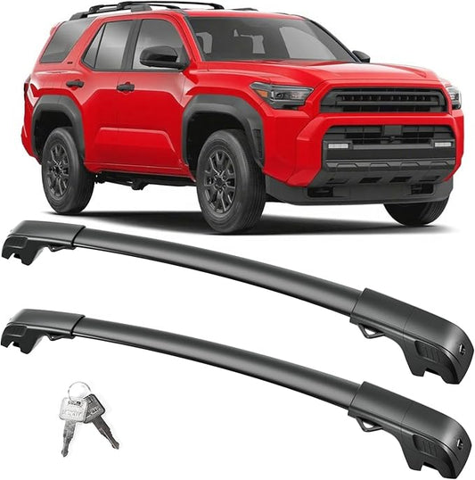 FengYu 300lb Lockable Roof Rack Cross Bars Compatible with Toyota 4Runner 2025 2026 with Raised Side Rails, Heavy Duty Aluminum Roof Rails Crossbars Cargo Bars Canoe Rooftop Black Carrier Luggage