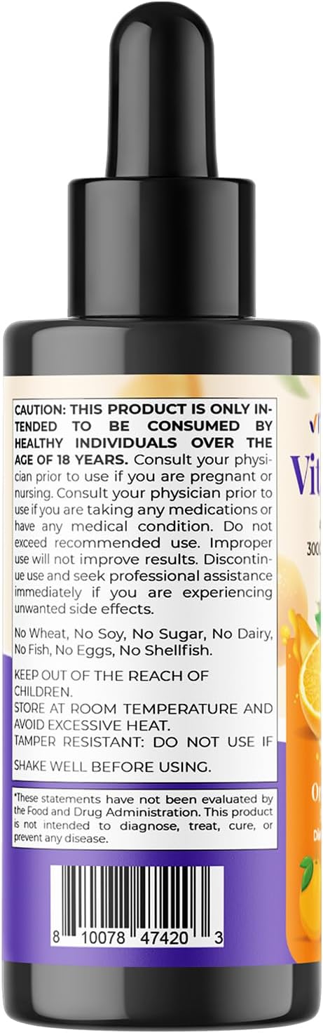 Vitamatic Sugar Free Vitamin A Liquid Drops 10000 IU (3000 mcg) as Retinyl Palmitate - Approximate 4 Months Supply - Immune Support, Eye Health, Skin Health - 2 FL OZ (59 ml)