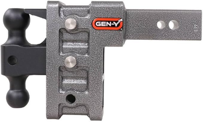 GEN-Y Hitch Tow Hitch for 2.5" Receiver | 6" Drop - 3 Adjustable Positions | 21k LBS Towing Capacity | 3k LBS Tongue Weight | Includes Dual Ball-Mount Attachment, Pintle Lock, 2 Locking Pins, Silver