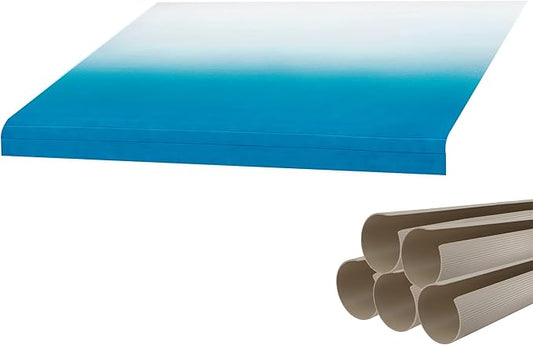 RecPro RV Awning Fabric with Awning Cover Kit | 12-22 Foot Camper Awning | Ocean Blue | 8' (96") Awning Replacement | Heat Sealed | 3 Year Warranty (19 Feet (18'1" Actual), Tan Awning Cover)