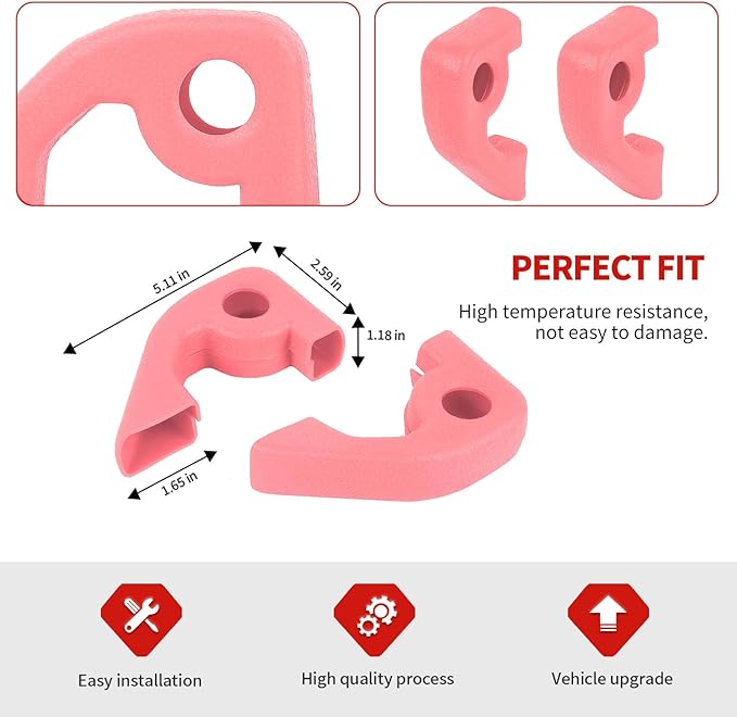 Jimen Fit for Ford Bronco 2021-2024, 2PCS Front Bumper Tow Hook Covers Protector Exterior Accessories (Pink)