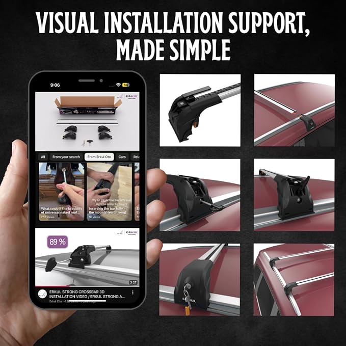 ERKUL Heavy Duty Roof Rack Cross Bars for Volvo XC90 2016-2026 | Upgraded 220 lbs Aero Aluminum Crossbars with Smart Clamp System | Compatible with Flush Rails - Silver