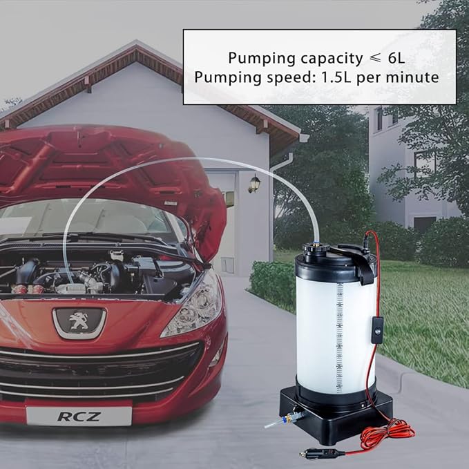 Oil Pump with Oil Change Hose, Oil Change Tool, Oil Pump, for Vacuum Suction of Oil, Stable and Not Deformed, Suitable for Cars, SUVs, Trucks, Yachts (Electric powered-6L)