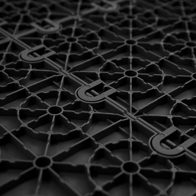 FlooringInc's Nitro 12"x12" Snap-Together Garage Flooring Tiles, Non-Slip Interlocking Plastic Floor Mat, Garage Organization & Storage, Coin Pattern, Midnight Black, 12 Tiles, 12 Sq/Ft