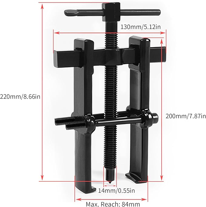 Beam 2 Jaw Puller 3.25" Universal Bearing Gear Pullers with 220mm T-Shaped Screw,High Carbon Steel Pullers,Adjuestable Pulley Removal Tool for Bearings/Flywheels/Pulleys Remove