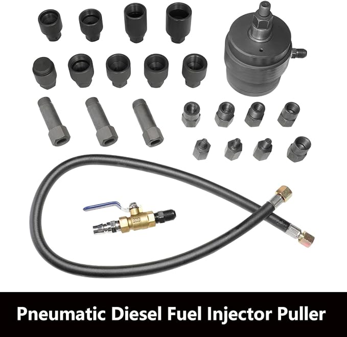 Universal Pneumatic Diesel Fuel Injector Puller Tool Kit Injector Remover Extractor with Impact Air Tool compatible with Benz for Bosch for Siemens etc Diesel Engine