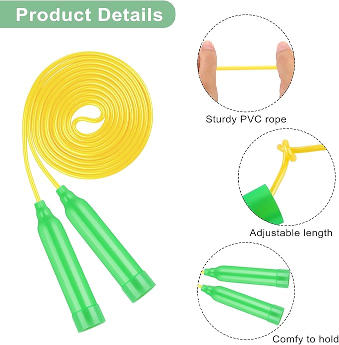 Elcoho 48 Packs Kids Jump Rope Set 7.3 Feet Adjustable Skipping Rope Colorful Kids Outdoor Jump Ropes for Kids Party Favors Outdoor Activity Birthday Reward Gift