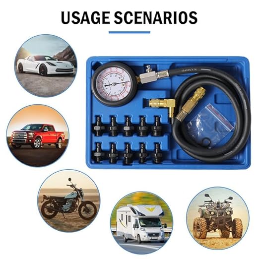 Oil Pressure Tester Tool, Oil Pressure Gauge kit, 0-140 PSI Pressure Test Diagnostic Tools, Engine Oil Pressure Tester Tool kit, for car Truck (Blue)
