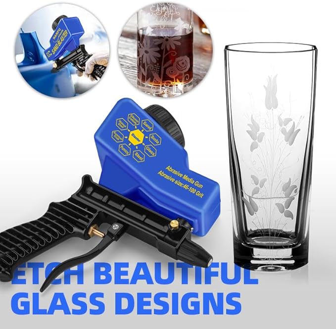 NANPU Light-Duty Air Sandblaster Gun Kit with Gravity Feed, Ceramic Nozzle, Metal Body, for Small Project Surface Prep, Paint & Rust Removal, Metal/Wood/Glass Etching, Requires Air Compressor