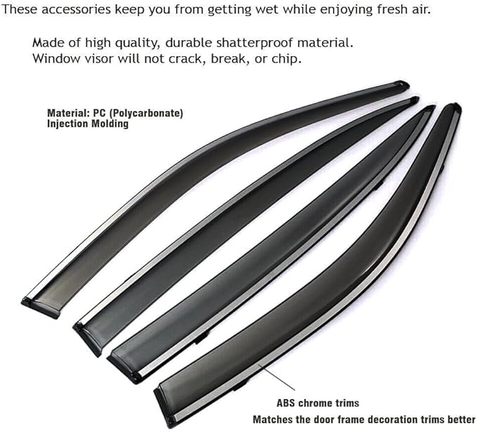 for Honda CR-V 2012 2013 2014 2015 2016 2017 2018 Wind Deflector Car Side Window Visor Vent Shade Rain Guard Chromium-Plated Frame Bright Black 4pcs