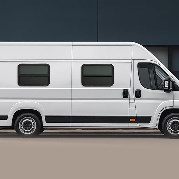 2 Pack 30" W x 20" H RV Window Vertical Sliding, DOT Certified - Shatterproof Tempered Tinted Glass, with Net Screen and Trim Ring, Teardrop Replacement Trailer Camper Window