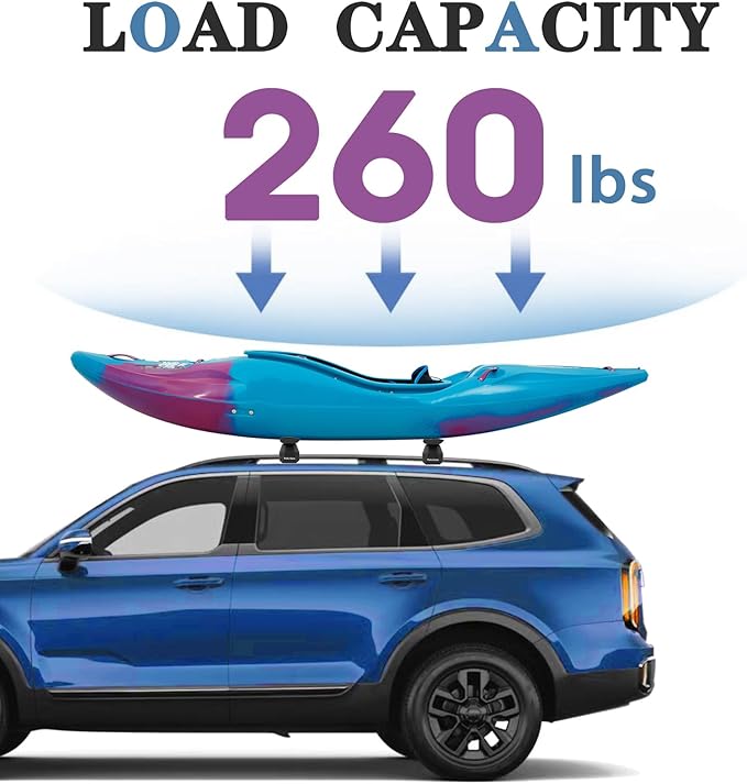 FelicValo 260lbs All-Metal Roof Rack Cross Bars Fit for KIA Telluride X-Line X-Pro 2023 2024 2025 with Raised Side Rails, Heavy Duty Aluminum Extended Crossbars Without Lock