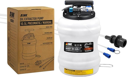 EWK 10.5L Pneumatic/Manual Oil Extractor Pump for Oil Change, Fluid Extractor for Automotive Fluids Vacuum Evacuation