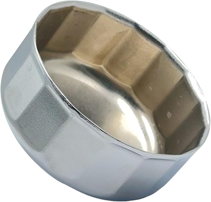86.4mm 16Flutes Oil Filter Cap Wrench Removal Tool Socket Compatible with BMW Engines with 86mm Filter Housing Caps Silver Heavy Duty Alloy Steel