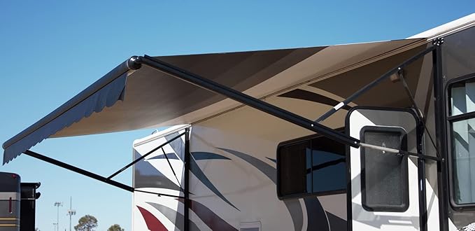 ShadePro - RV Awning Fabric Replacement - Heavy Duty Weatherproof Vinyl - Universal Outdoor Canopy for Camper, Trailer, and Motorhome Awnings - Emerald Green Blk WG - 21' (Fabric 20' 2")