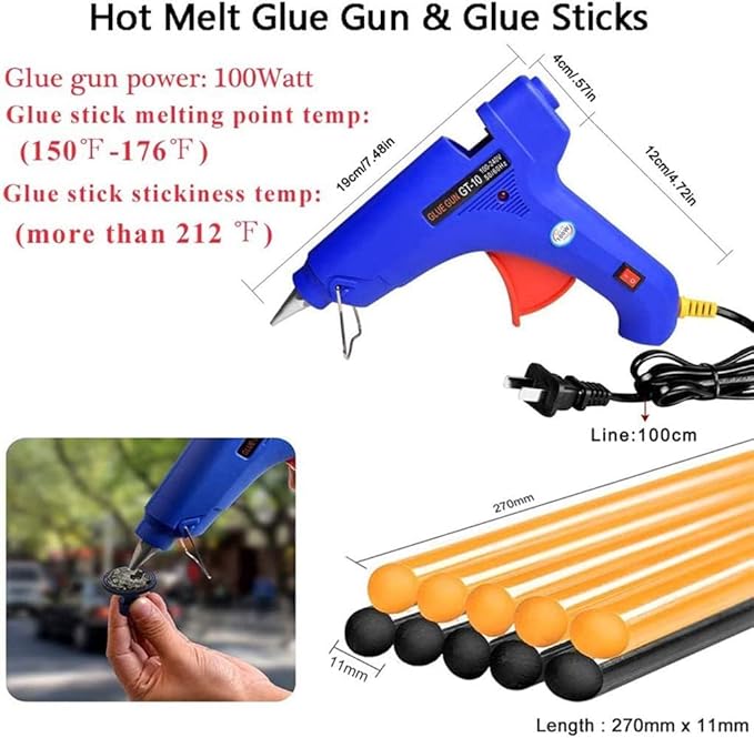 GLISTON Car Dent Puller Kit, Paintless Dent Repair Set, Pro Slide Hammer Tools with 16pcs Thickened Black Tabs for DIY Automobile Body Dent Removal