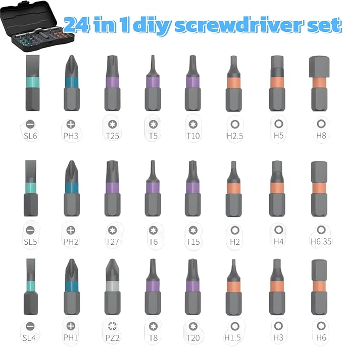 24 In 1 Magnetic Ratchet Screwdriver Set, Multi-Purpose Mini Screwdriver Set Suitable for Diy, Electronic Products, Watches, and Home Repairs