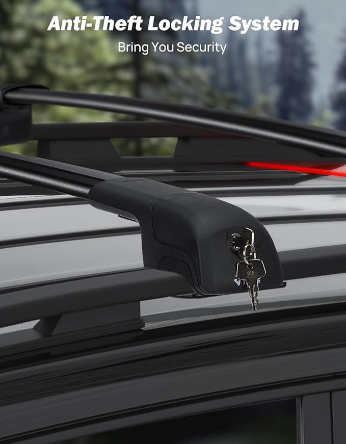 JOYTUTUS Lockable Roof Rack Cross Bars Compatible with Jeep Renegade 2015-2024, Aluminum Anti-Theft Crossbars for Rooftop Cargo Carrier Bag Basket Luggage Bike Kayak Canoe Snowboard Skiboard