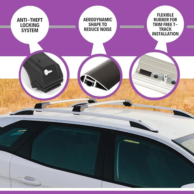 ERKUL Roof Rack Cross Bars for Mercedes Benz GLS Class 2020-2025 | Aluminum Crossbars with Anti Theft Lock for Rooftop with Raised Rails | Not Compatible with Sunroof - Silver