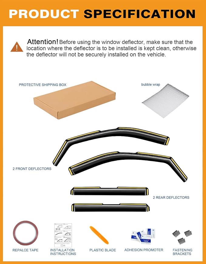 in-Channel Window Rain Guards Fit for Chevy Silverado/GMC Sierra 2500HD/3500HD 2020-2026 Crew Cab, Extra Durable Truck Window Deflectors Vent Visors Vent Shades Exterior Car Accessories