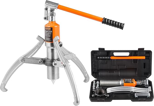 VEVOR Hydraulic Gear Puller, 15 Ton Max Capacity Wheel Bearing Pulling Separator, 2 or 3 Jaws Puller, Vertically and Horizontally, 12" Jaw Hydraulic Puller with Case for Pulling Hubs