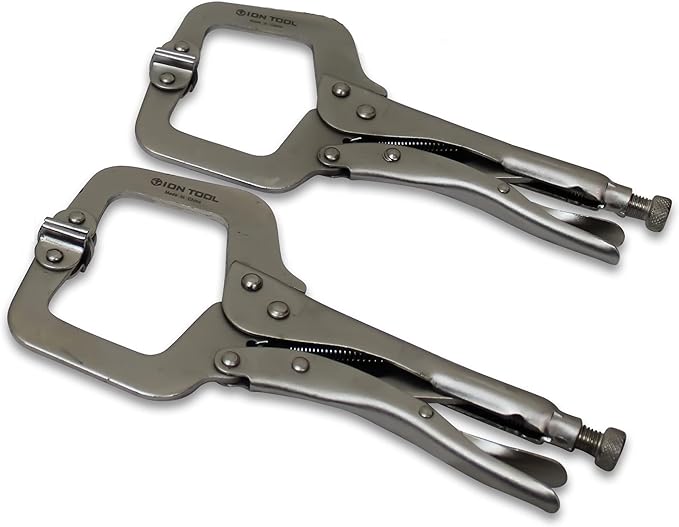 2 Pack - 11” C-Clamp Locking Pliers, Swivel Pads