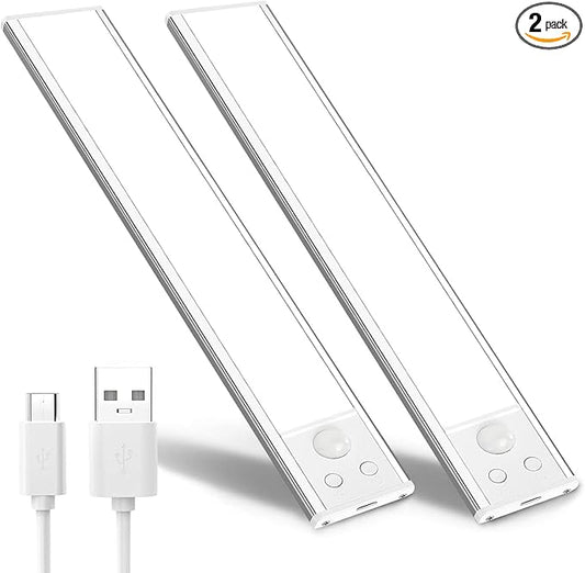 2 Pack Motion Activated RV Step Lights, USB Rechargeable 72 LED Rv Light Camping Camper Lights Adjustable 3 Color for Motorhome Travel,Travel Trailers, Camper (White