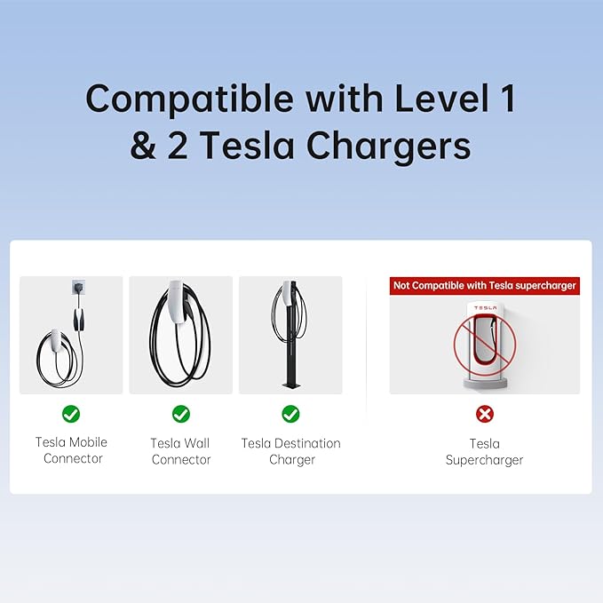 QIAO)) Upgraded Tesla to J1772 Adapter, Max 80A/250V NACS to J1772 Charger with Extreme Weather Protection & Anti-Drop Safety Lock for J1772 EVs on Tesla Home/Destination Chargers (Not Supercharger)