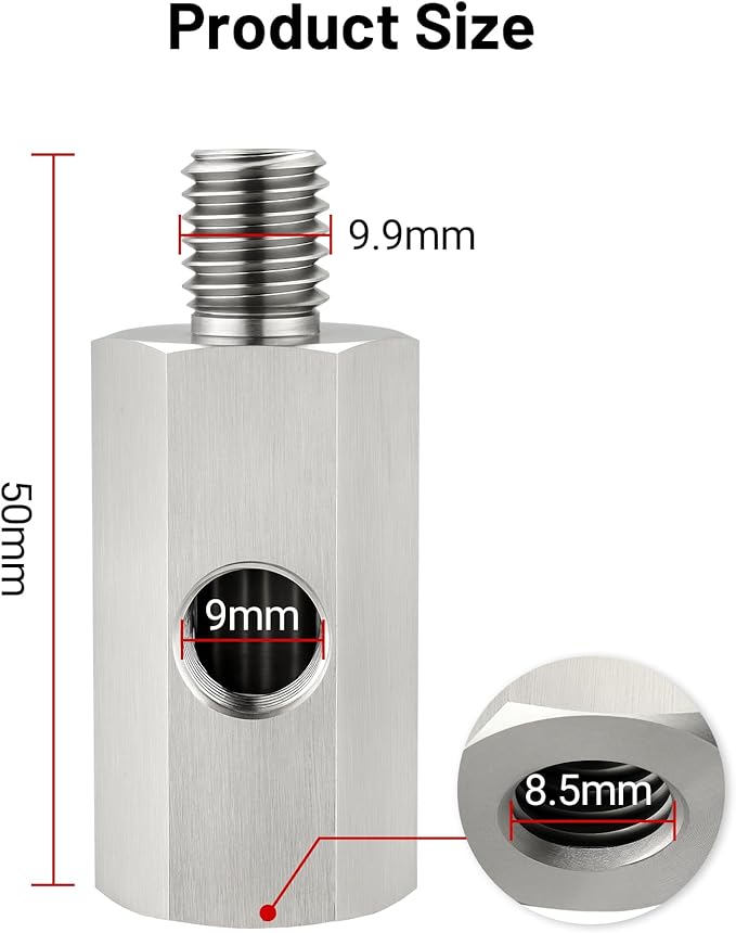 EVIL ENERGY M10*1.5 Oil Pressure Sensor Tee Adapter, Stainless Steel M10*1.5 Metric Female to Male Threaded Oil Pressure Adapter with 1/8 NPT Female Port, Gasket, Sliver