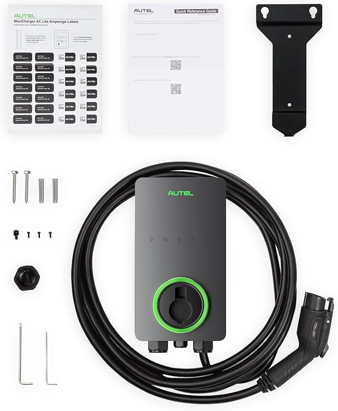 Autel Home Smart Electric Vehicle (EV) Charger up to 50Amp, 240V, Indoor/Outdoor Car Charging Station with Level 2, Wi-Fi and Bluetooth Enabled EVSE, 25-Foot Cable(Dark Gray)