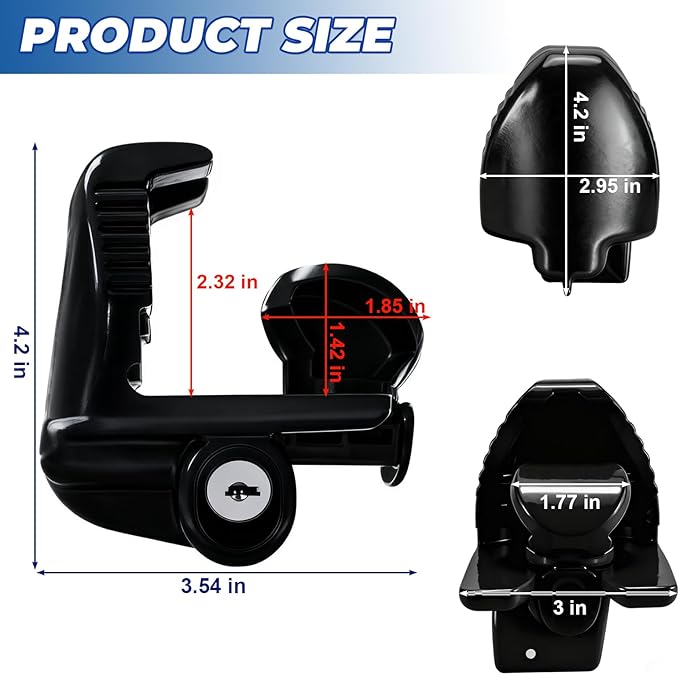 Trailer Hitch Lock, Universal Size Fit 1-7/8", 2",2-5/16" or 48mm, 51mm,and 59mm Couplers, Zinc Alloy, for Vehicles, Trailers,RVs(Black)