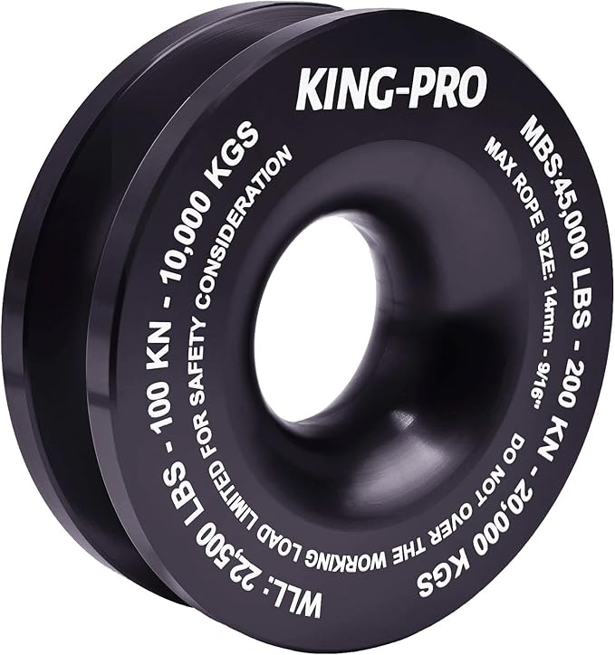 Snatch Recovery Ring, 45000 lbs Winch Snatch Block Pulley Towing Ring, for ATV UTV SUV Truck Off-Road Vehicle Towing Soft Shackle Recovery（Black）