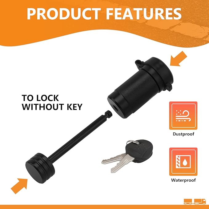 Trailer Coupler Lock 1/4" Dia, Trailer Tongue Lock with 2-1/2 Inch Span Fits Latch-Type Coupler, Solid Coupler Lock with Keys for Towing Boat Truck RV Car Trailer (2Pack)