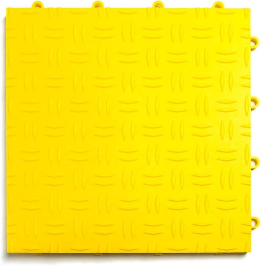 Big Floors GarageTrac Diamond, Interlocking Non-Slip Garage Flooring Tile, Durable, Modular, Heavy-Duty Copolymer, Easy Install (Yellow, 48 Pack of 12 x 12" Tiles)