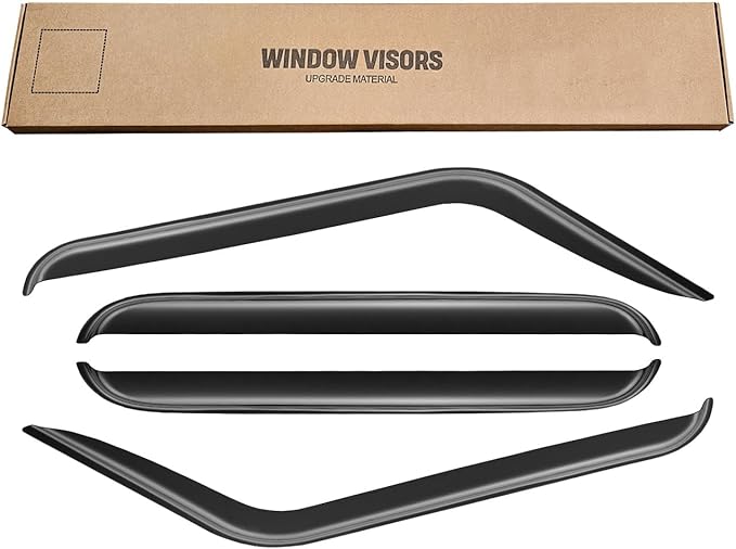 Window Rain Guards for 2018-2025 Jeep Wrangler JL/ 2020-2025 Jeep Gladiator, Window Visor Guard Vent Wind Shade Deflector Rain Shield Protector Sun Visor Durable, Tape-on/Outside-Mount, 4 Pieces